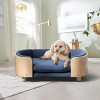 Bulldog 26.4" Width Small Dog Beds With Removable Washable Cover, Velvet Cushion With Solid Wood legs and Bent Wood Back-The Pop Home - 2 of 4