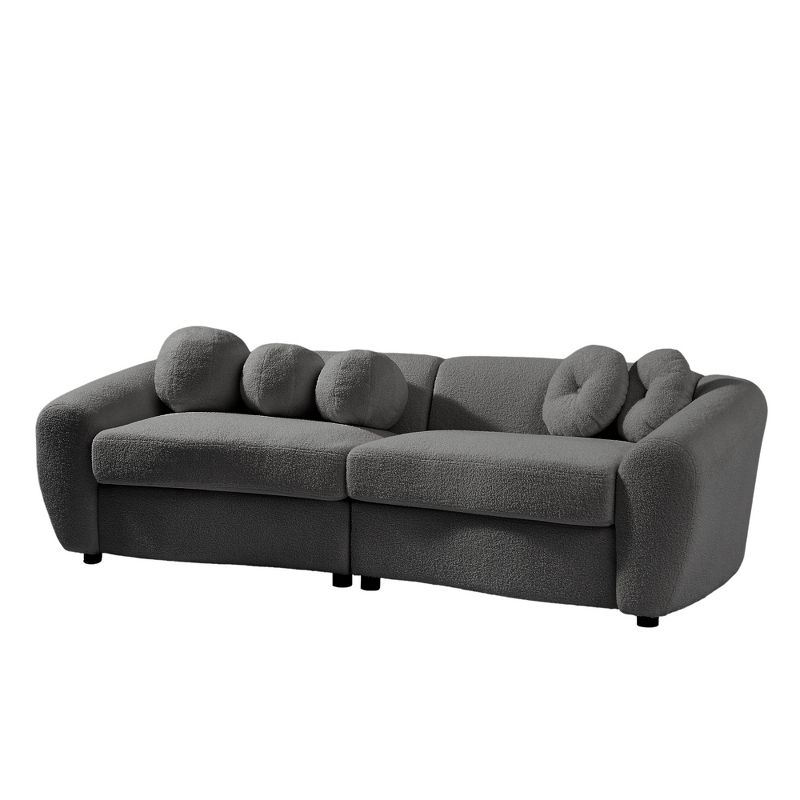87.7" Modern Teddy Upholstered Curved Sofa Couch with 5 Decorative Throw Pillows-ModernLuxe, 5 of 12