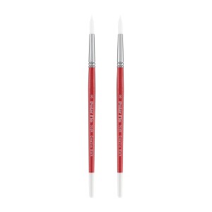 Creative Mark Polar Flo Professional Watercolor Brushes - Round Packs of 2  - Short Handle, Nickel-Plated Seamless Brass Ferrule - Art Paint Brushes - 1 of 4