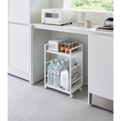 Black Two-Tier Hideaway Storage Cart with Adjustable Shelf