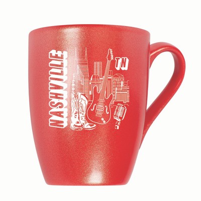 Elanze Designs Nashville TN 10 ounce New Bone China Coffee Tea Cup Mug, Crimson Red