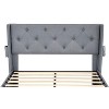 CAVINAS Full Bed Frame with LED,Upholstered Bed with 4 Under-bed Portable Storage Drawers,Platform Beds with Wings Headboard for Bedroom - 4 of 4