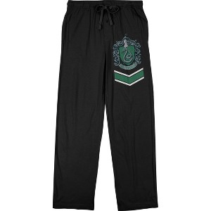 Harry Potter Hogwarts Men's Slytherin House Crest Black Sleep Pajama Pants - 1 of 2