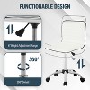 FDW Office Chair Vanity Chair Makeup Chair Modern PU Leather Swivel Task Chair with Adjustable Height & Chrome Base, White - 3 of 4