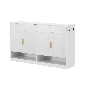 Lyngins Sideboard Buffet Cabinets with 4 Doors,3 Drawers,Open Compartment,Multi-Functional Coffee Bar Cabinets,Credenzas for Kitchen,Entryway - 1 of 4