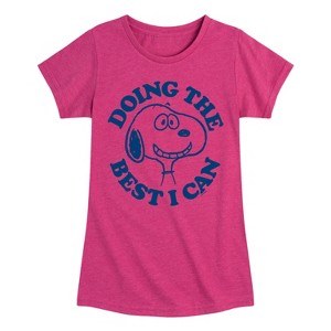 Girls' - Peanuts - Snoopy Doing The Best I Can Fitted Short Sleeve Graphic T-Shirt - 1 of 4
