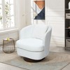 LuxenHome Upholstered White Club Swivel Chair with Dark Brown Base - 3 of 4