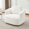 OUTSUPPLY Beige Swivel Barrel Accent Chair with Pillow, Single Sofa Chair with Rounded Armrests for Living Room, Bedroom, Office & Hotel - 4 of 4