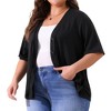 Agnes Orinda Women's Plus Size Short Sleeve Sheer Crewneck Button Down Knitted Casual Cardigan - 2 of 4