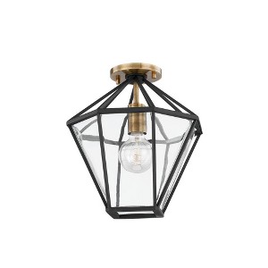Troy Lighting Moss 1 - Light Semi-Flush Mount in  Patina Brass/Textured Black - 1 of 1