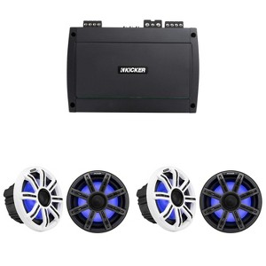 Kicker Premium Marine (2 Pair ) 8" Speaker and Amplifier bundle ( 51MSC84 & 48KXMA8004 ) - 1 of 4