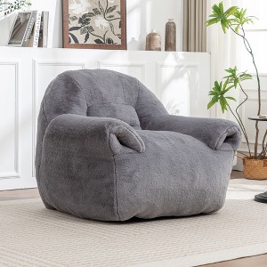 Kumasinova Ergonomic Bean Bag Chair with Backrest,Faux Fur Comfy Chair( with) Footstool,Stuffed Bean Bag Chairs for Adults&Kids,Living Room Furniture - 1 of 4