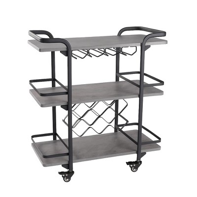 ZACHVO 3-Tier Bar Cart with Glass Holders & 8 Bottle Racks, Modern Kitchen Cart on Wheels, for Home & Outdoor