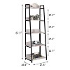 TOAOTBNBO Tall Leaning-Ladder Bookcases, 5 Tier Freestanding Modern Shelves with Metal Legs Corner Home Bookshelves for Decoration, Black - 3 of 4