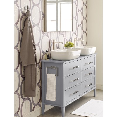 Polished Nickel and Gunmetal Wall Mounted Towel Ring