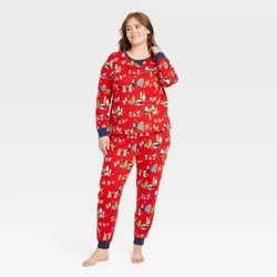Women's Plus Size Holiday Gnomes Print Matching Family Pajama Set - Wondershop™ Red 4X