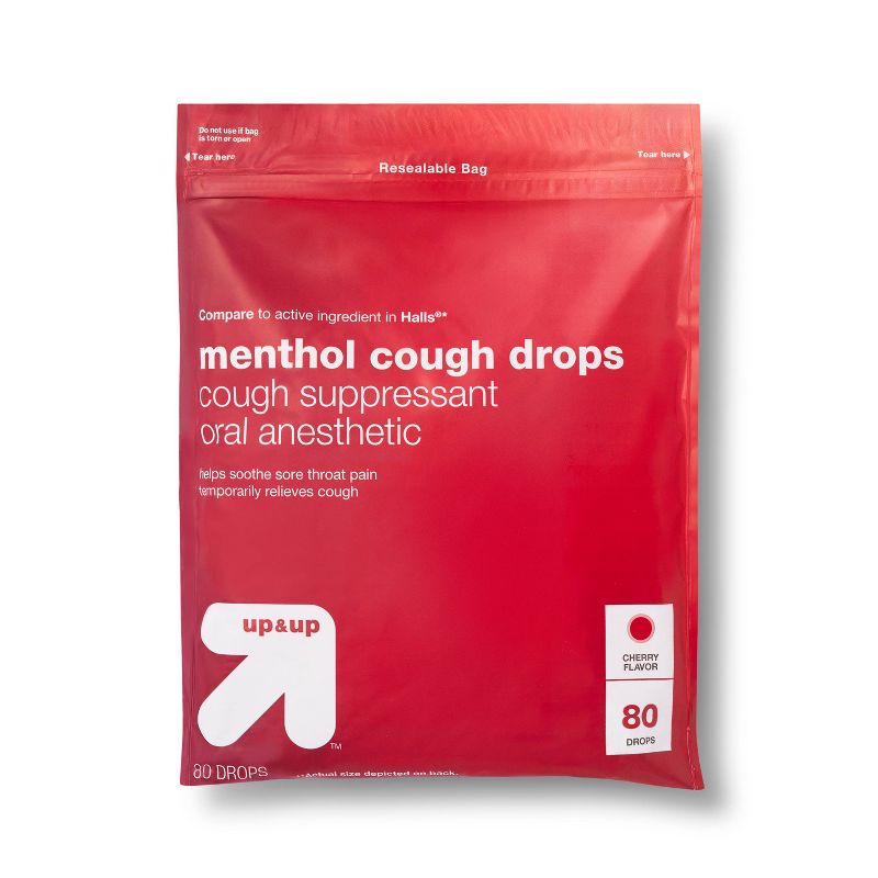 Menthol Cough Drops - Cherry - 80ct - up &#38; up&#8482;, 1 of 5
