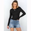 Women's Long Sleeve Rib Knit Shirt Slim Fit Basic Top Soft Casual Tee Fall Outfit 2025 Layering T-Shirt - 2 of 4