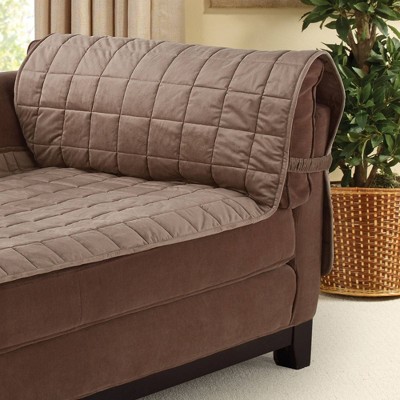 Sable Quilted Velvet Chaise Lounge Slipcover with Microfiber Backing
