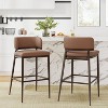 Christopher Knight Home Set of 2 Arya Industrial Metal and Leather Aire Counter Height Barstools Brown - 2 of 4