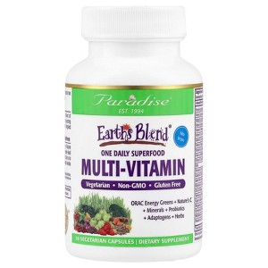 Paradise Herbs Earth's Blend, One Daily Superfood Multi-Vitamin, No Iron, 30 Vegetarian Capsules - 1 of 4