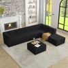 TiramisuBest L-Shaped Modular Sectional Sofa, Compressed Corduroy Couch, Modern Minimalist Sleeper Sofa for Living & Bedroom, Black - 2 of 4