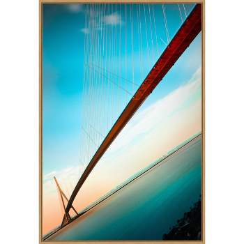 23" x 33" The Span Bridge by Christophe Kiciak Framed Canvas Wall Art Print - Amanti Art