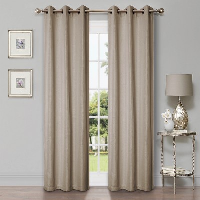 Classic Linen Design Room Darkening Semi-Blackout Curtains, Set of 2 by Blue Nile Mills
