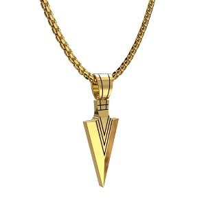 Ice City Men's Arrowhead Pendant Necklace, Spear Point Design, Chain Necklace for Men - 1 of 4