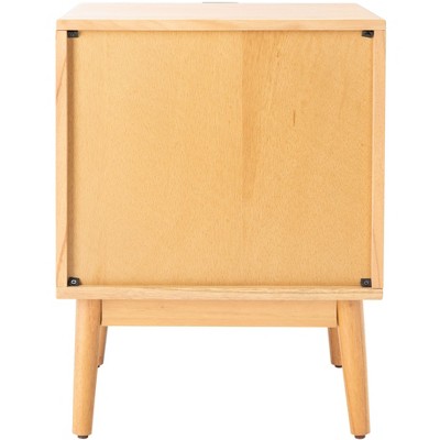 Coastal Charm Rattan Nightstand with 2 Drawers and Retro Legs - Natural