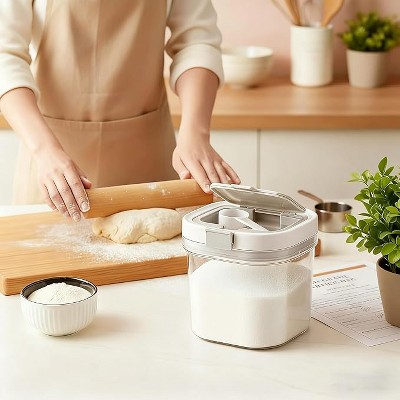 Akoasm Stackable Storage Jar with Scoop for Coffee, Flour & Sugar-Clear