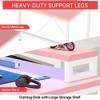43-inch computer desk, L-shaped desk with socket and light strip, with 3 drawers and monitor stand, reversible, suitable for study and work - 3 of 4
