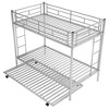 NicBex Twin Over Twin Bunk Bed with Trundle and Ladder,Loft Bed with Safety Guardrail for Bedroom,Black/White/Silver - 4 of 4