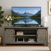 Modern TV Stand for TVs Up to 75'', Wooden Entertainment Center with Sliding Barn Doors, Media TV Console Table with Adjustable Shelf for Living Room - 2 of 4