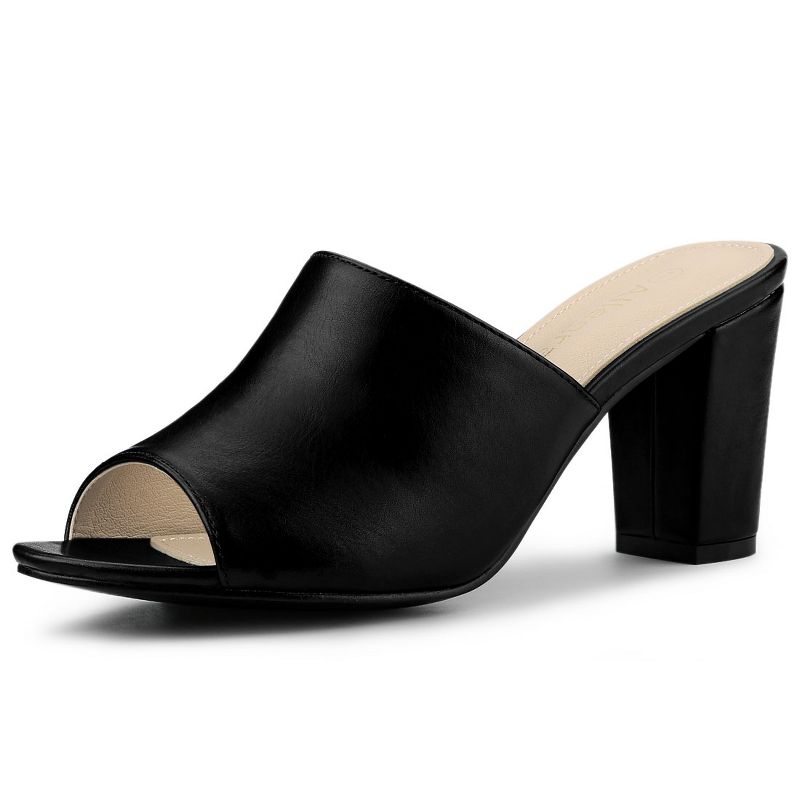 Allegra K Women's Slip-on Block Heel Slide Sandals, 1 of 8