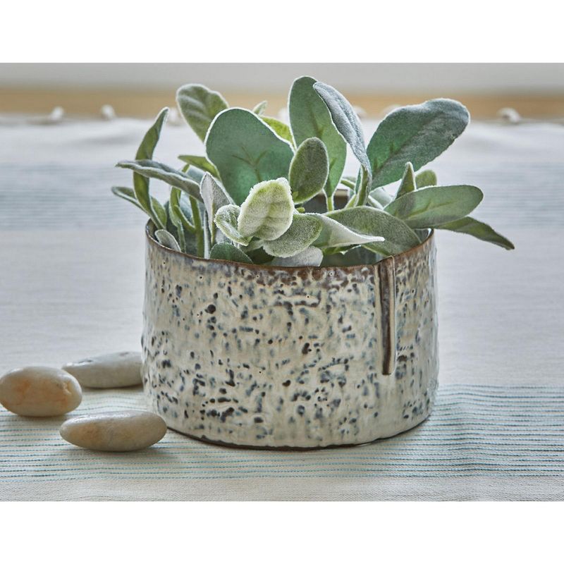 tagltd Harbor Reactive Glazed Red Clay Stoneware Planter, 5.5L x 5.5W X 3.5H inches. Fits up to 5 inch drop in., 2 of 3