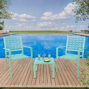 Patio Bistro Set 3 Piece, Bistro Table and Chairs Set of 2 Outdoor, Small Patio - 1 of 4