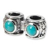 Black Bow Jewelry Sterling Silver and Blue-Green CZ Floral Connector Bead Charm - 2 of 4