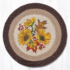 Earth Rugs Decorative Autumn Sunflower Printed Round Trivet 10" Farmhouse Kitchen Accent - 1 of 3