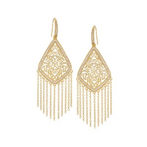 Ross-Simons 1.13 ct. t.w. CZ Chandelier Fringe Drop Earrings in 18kt Gold Over Sterling - 1 of 4