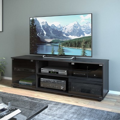 Ravenwood Black 63" TV Stand with Glass Doors