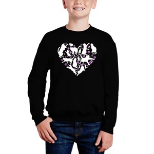 LA Pop Art Cat Heart - Boy's Word Art Crewneck Sweatshirt - 1 of 4