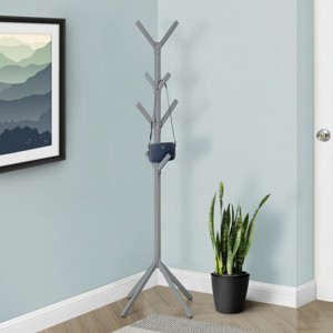 SEVOBAL Freestanding Coat Rack Hall Tree with 8 Hooks and 4 Tier Sturdy Metal Base for Entryway and Bedroom, Silver, 17.5"*17.5"*70.25" - 1 of 4