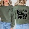 Simply Sage Market Women's Graphic Sweatshirt Good Vibes Only Smiley Face Front And Back - 2 of 4