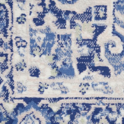 Ivory Blue Floral 8' x 10' Reversible Synthetic Area Rug