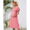 Women's Maternity Off Shoulder Dress Ruffle Short Sleeve Summer Casual Flowy Midi Dress Baby Shower Photoshoot - 4 of 4