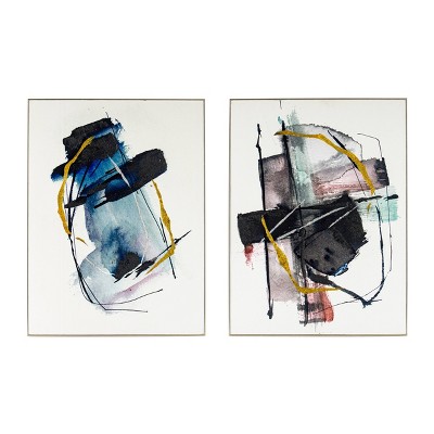 24"x32" Set of 2 Raquel Modern Abstract Wall Arts - A&B Home: Mixed Media, Includes Mounting Hardware, Wood & Canvas