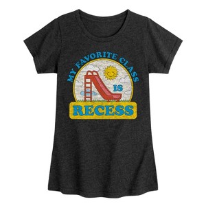 Girls' - Instant Message - My Favorite Class Is Recess Fitted Short Sleeve Graphic T-Shirt - 1 of 4