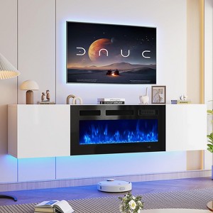 Aoxun 70" Floating Fireplace TV Stand with 36" Electric Fireplace, Wall Mounted Fireplace Entertainment Center with Storage - 1 of 4