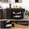 Okak Kitchen Island with Rubber Wood Drop Leaf, Kitchen Island On Wheels with Trash Can Storage and Power Outlet, Kitchen Cart for Dining Room - 4 of 4